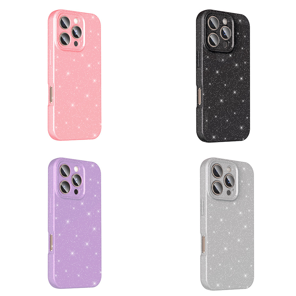 Apple iPhone 16 Pro Case Camera Protection Glitter Luxury Zore Cotton Cover Silver 