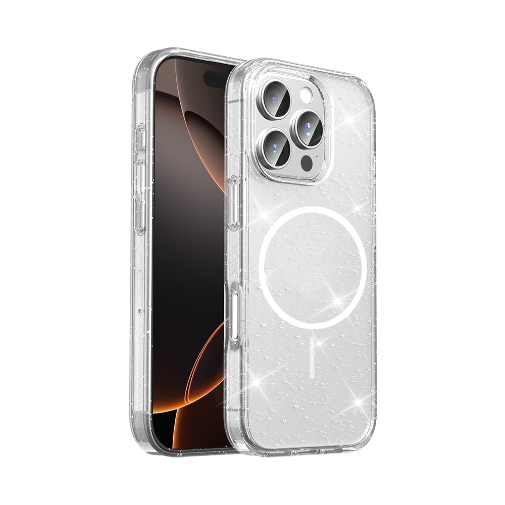 Apple iPhone 16 Pro Case M-safe Charging Feature Shining Glitter Transparent Colorful Zore Maris Cover Transparent