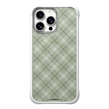 Apple iPhone 16 Pro Kılıf M-safe Şarj Özellikli Youngkit Argyle Serisi Kapak Açık Yeşil