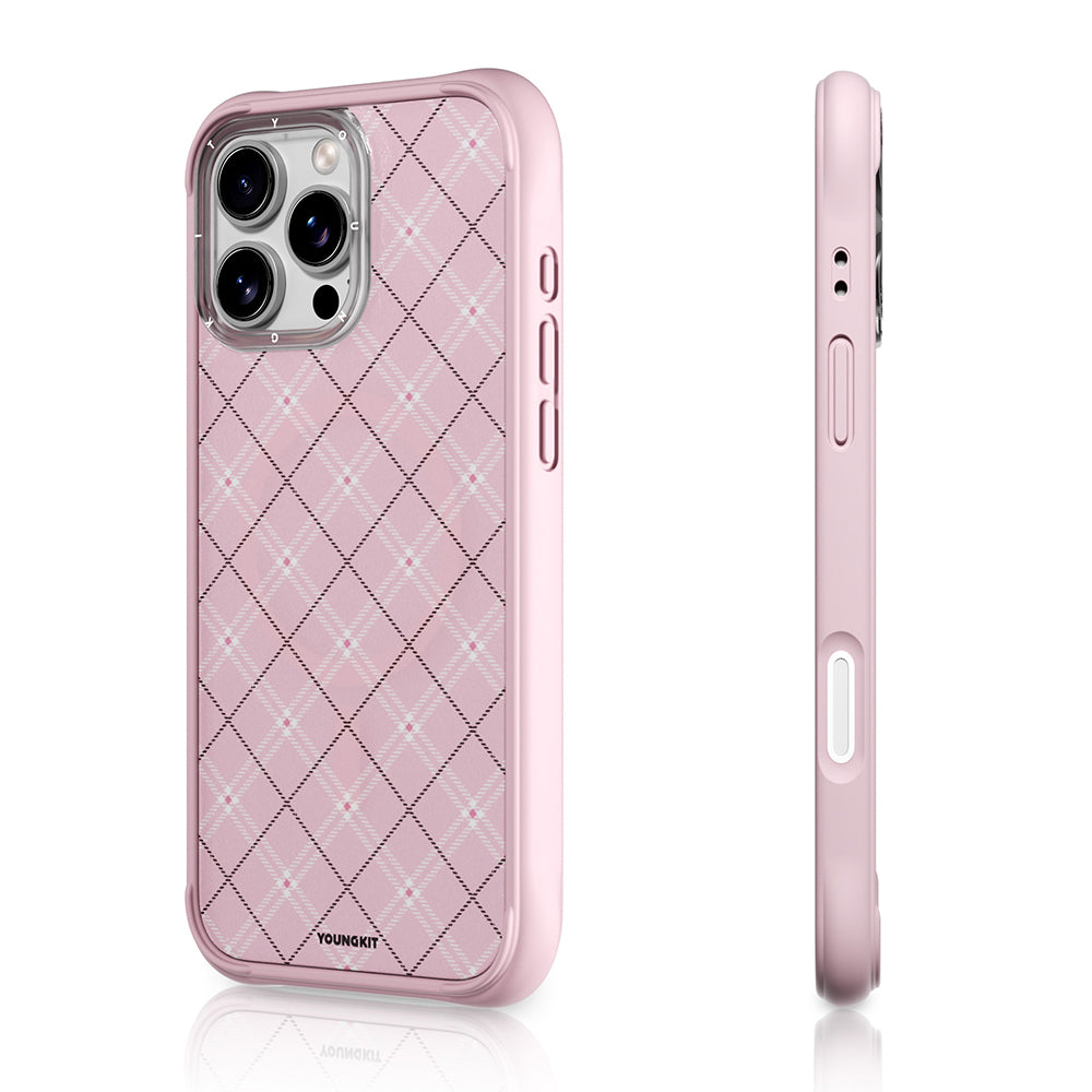 Apple iPhone 16 Pro Kılıf M-safe Şarj Özellikli Youngkit Argyle Serisi Kapak Açık Yeşil