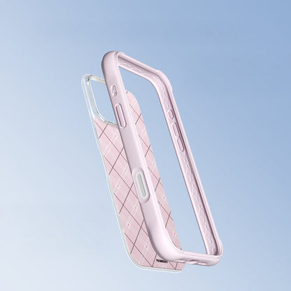 Apple iPhone 16 Pro Kılıf M-safe Şarj Özellikli Youngkit Argyle Serisi Kapak Mavi