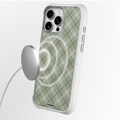 Apple iPhone 16 Pro Kılıf M-safe Şarj Özellikli Youngkit Argyle Serisi Kapak Pembe