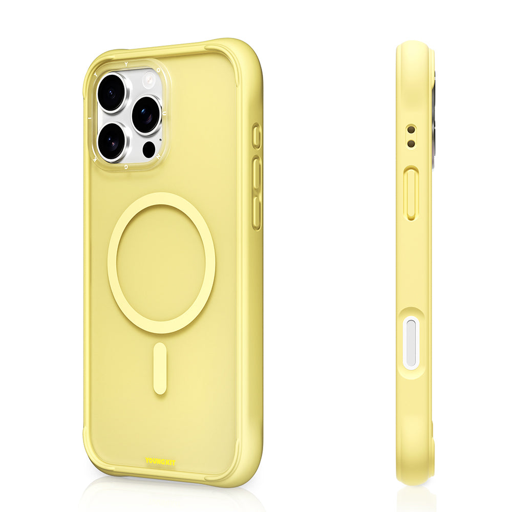 Apple iPhone 16 Pro Kılıf M-safe Şarj Özellikli Youngkit Macaroon Serisi Kapak Beyaz