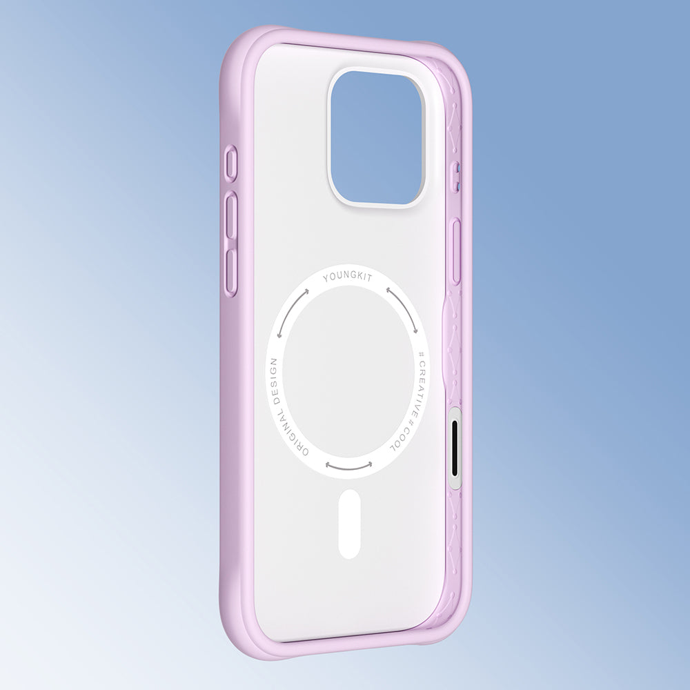 Apple iPhone 16 Pro Kılıf M-safe Şarj Özellikli Youngkit Macaroon Serisi Kapak Beyaz