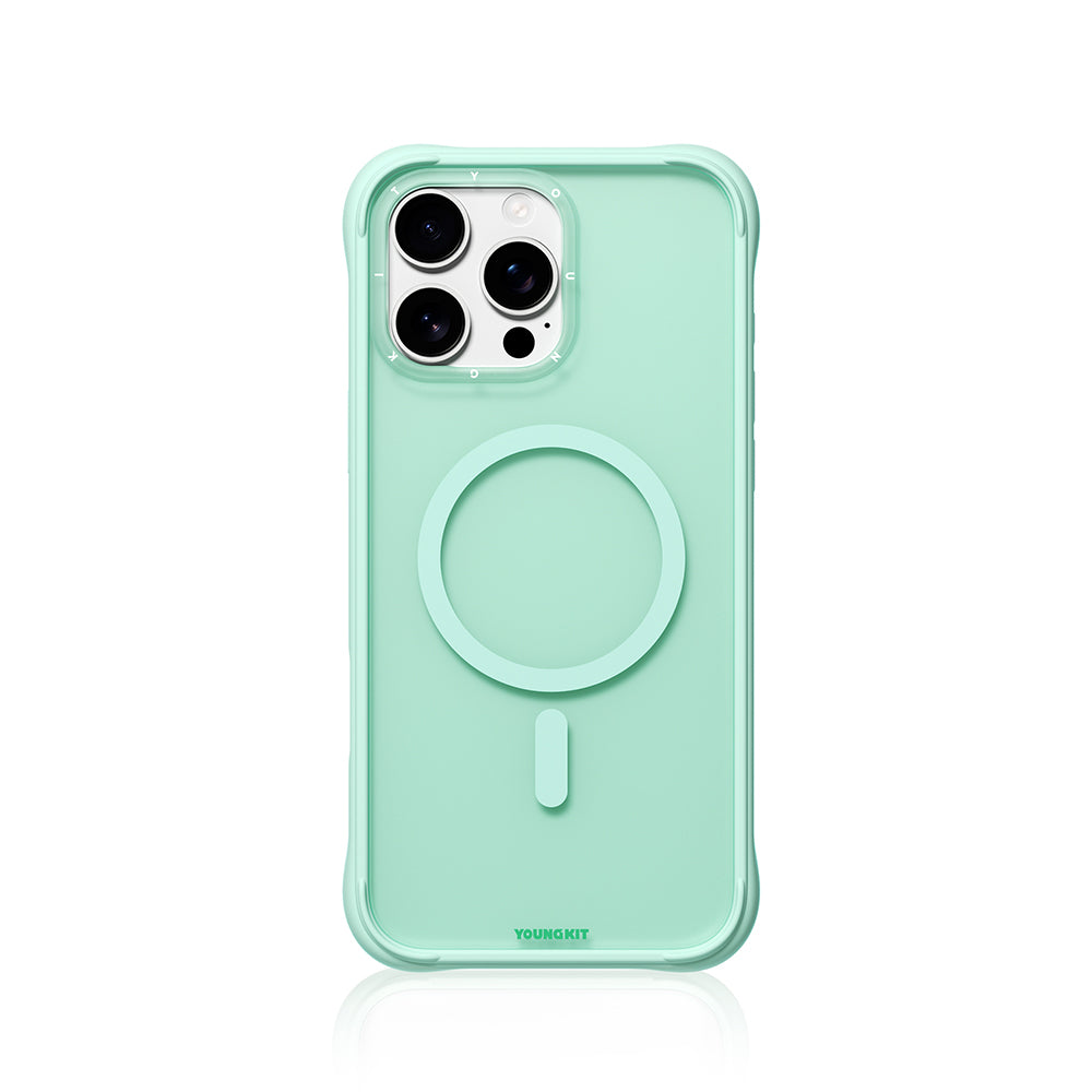 Apple iPhone 16 Pro Kılıf M-safe Şarj Özellikli Youngkit Macaroon Serisi Kapak Açık Yeşil