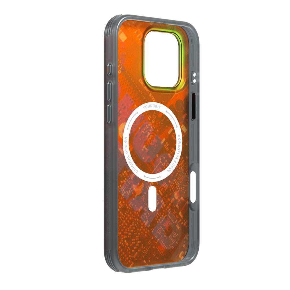 Apple iPhone 16 Pro Kılıf M-safe Şarj Özellikli Airbagli Çift Katmanlı Youngkit Future Serisi Kapak Kırmızı