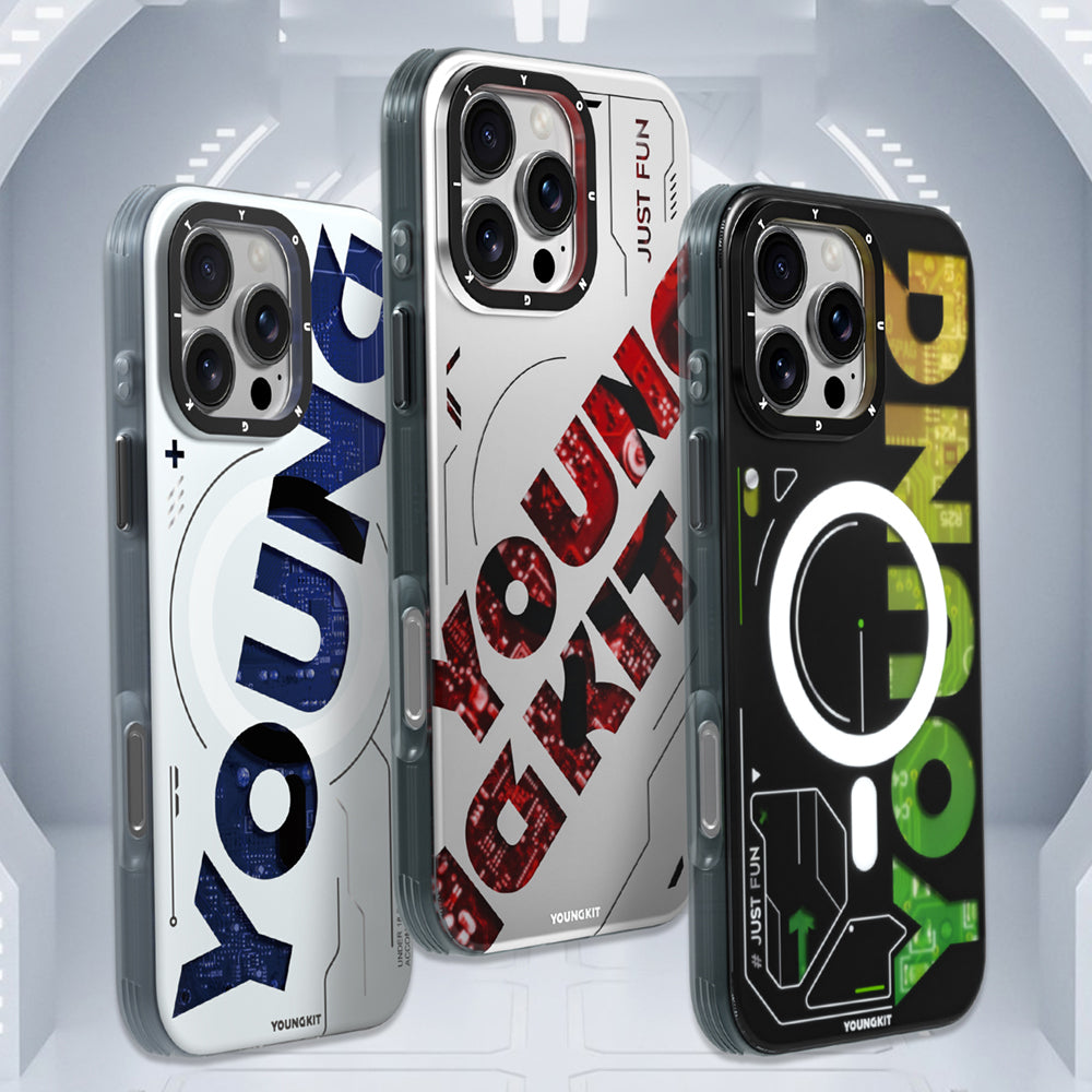 Apple iPhone 16 Pro Kılıf M-safe Şarj Özellikli Airbagli Çift Katmanlı Youngkit Future Serisi Kapak Kırmızı