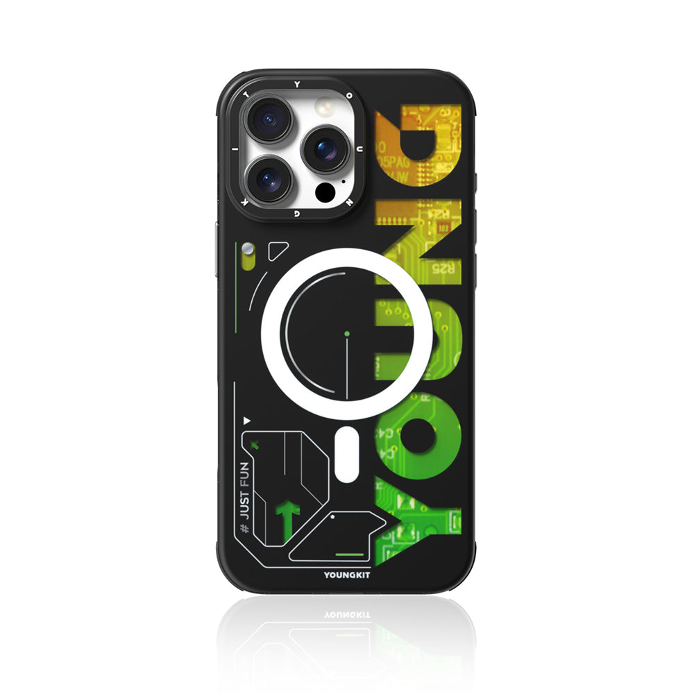 Apple iPhone 16 Pro Case M-safe Charging Feature Airbag Dual Layer Youngkit Future Series Cover Green 