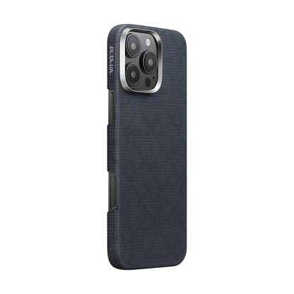 Apple iPhone 16 Pro Kılıf M-safe Şarj Özellikli Aramid Fiber Pitaka Tactile Woven Monogram Serisi Kapak Kırmızı