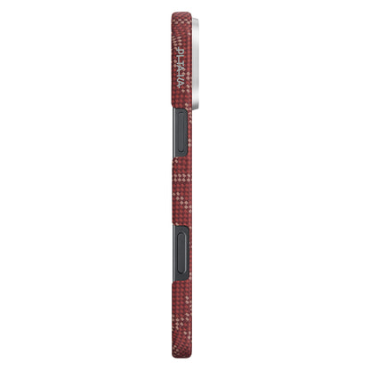 Apple iPhone 16 Pro Kılıf M-safe Şarj Özellikli Aramid Fiber Pitaka Tactile Woven Monogram Serisi Kapak Siyah