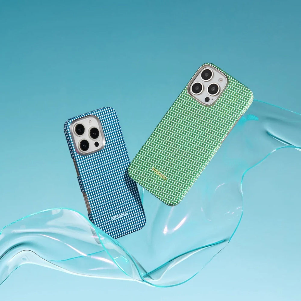 Apple iPhone 16 Pro Kılıf M-safe Şarj Özellikli Aramid Fiber Pitaka Ultra-Slim Classic Serisi Ocean Blue Kapak Mavi