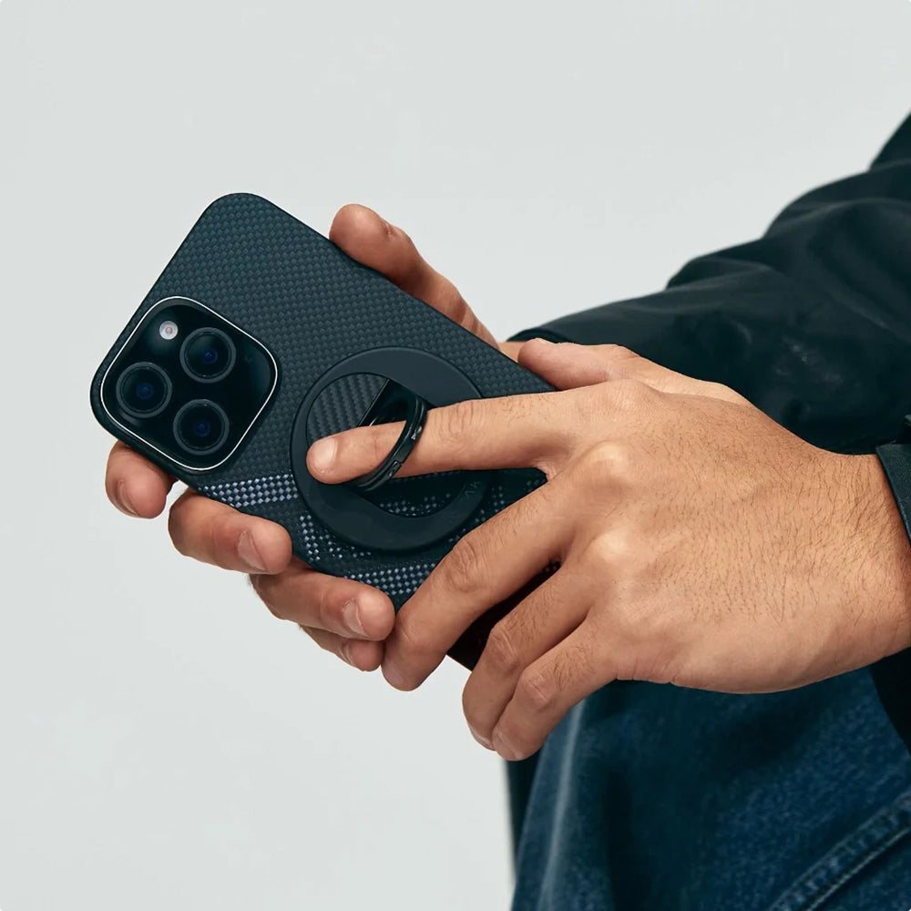 Apple iPhone 16 Pro Kılıf M-safe Şarj Özellikli Aramid Fiber Re-TROS Tasarımlı Pitaka Tactile Woven Rebuilding Serisi Kapak Yeşil