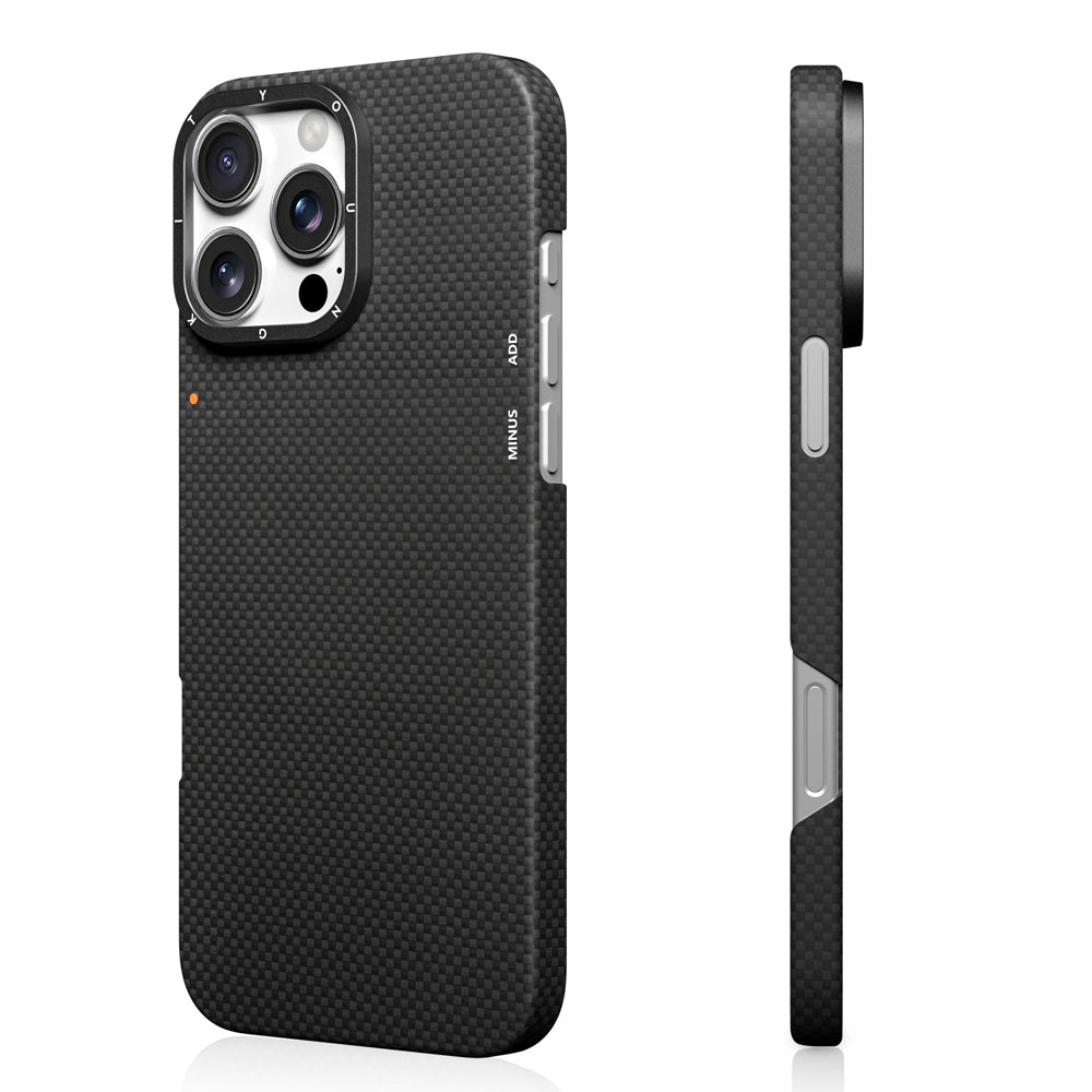 Apple iPhone 16 Pro Kılıf M-safe Şarj Özellikli Aramid Fiber Youngkit 1500D Kevlar Extreme Wing Serisi Kapak Siyah