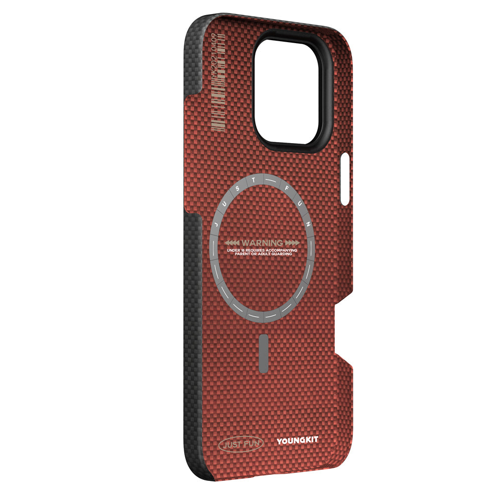 Apple iPhone 16 Pro Kılıf M-safe Şarj Özellikli Aramid Fiber Youngkit 1500D Kevlar Extreme Wing Serisi Kapak Siyah