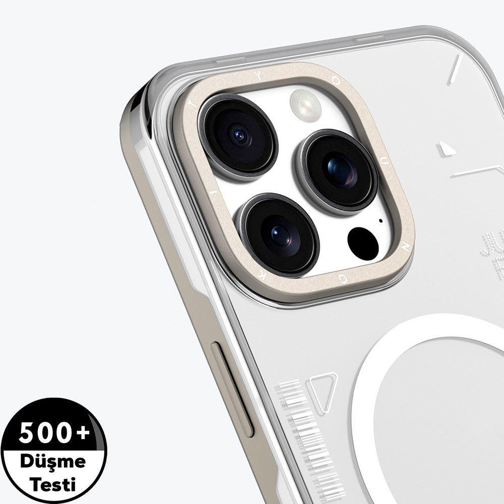 Apple iPhone 16 Pro Kılıf M-safe Şarj Özellikli Çıkarılabilir Arka Yüzeyli Youngkit Mecha Kapak Desert Gold