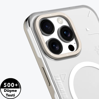 Apple iPhone 16 Pro Kılıf M-safe Şarj Özellikli Çıkarılabilir Arka Yüzeyli Youngkit Mecha Kapak Desert Gold