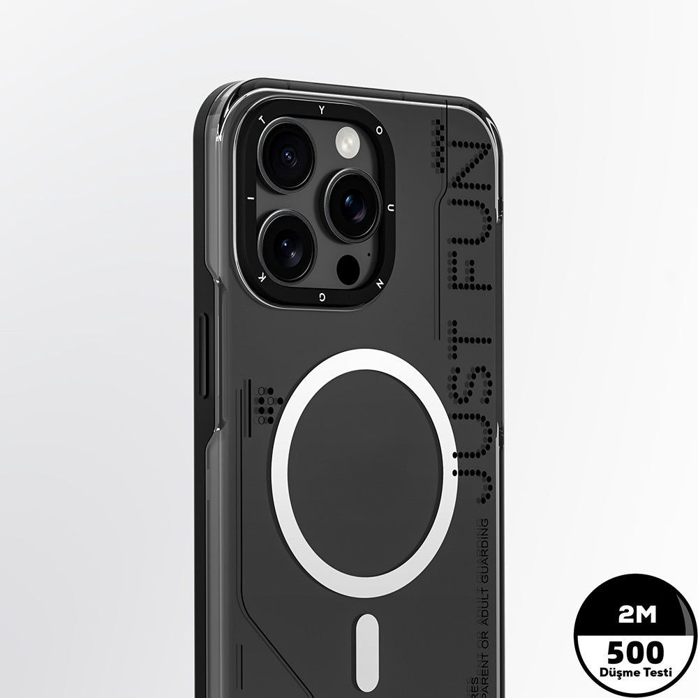 Apple iPhone 16 Pro Kılıf M-safe Şarj Özellikli Çıkarılabilir Arka Yüzeyli Youngkit Mecha Kapak Siyah