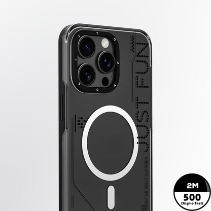 Apple iPhone 16 Pro Kılıf M-safe Şarj Özellikli Çıkarılabilir Arka Yüzeyli Youngkit Mecha Kapak Siyah