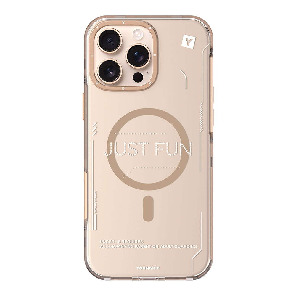 Apple iPhone 16 Pro Kılıf M-safe Şarj Özellikli Çıkarılabilir Arka Yüzeyli Youngkit Mecha Kapak Siyah