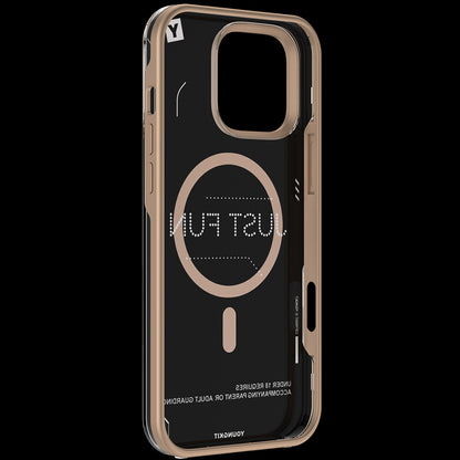 Apple iPhone 16 Pro Kılıf M-safe Şarj Özellikli Çıkarılabilir Arka Yüzeyli Youngkit Mecha Kapak Desert Gold