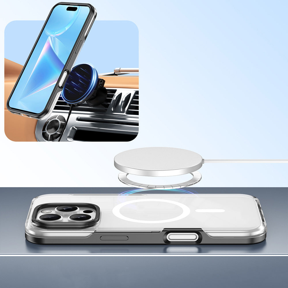 Apple iPhone 16 Pro Case Zore Polar Cover with M-Safe Charging Feature and Removable Back Cover Black