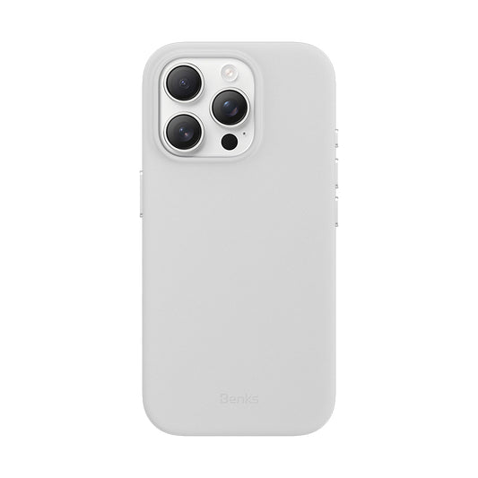 Apple iPhone 16 Pro Kılıf M-safe Şarj Özellikli Çizilmeye Dayanıklı Benks VitaPro Serisi PU Deri Kapak Gri