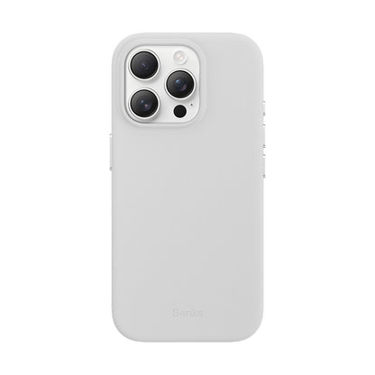 Apple iPhone 16 Pro Kılıf M-safe Şarj Özellikli Çizilmeye Dayanıklı Benks VitaPro Serisi PU Deri Kapak Gri