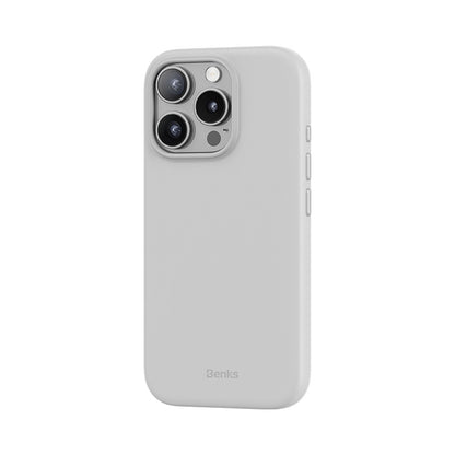 Apple iPhone 16 Pro Kılıf M-safe Şarj Özellikli Çizilmeye Dayanıklı Benks VitaPro Serisi PU Deri Kapak Gri