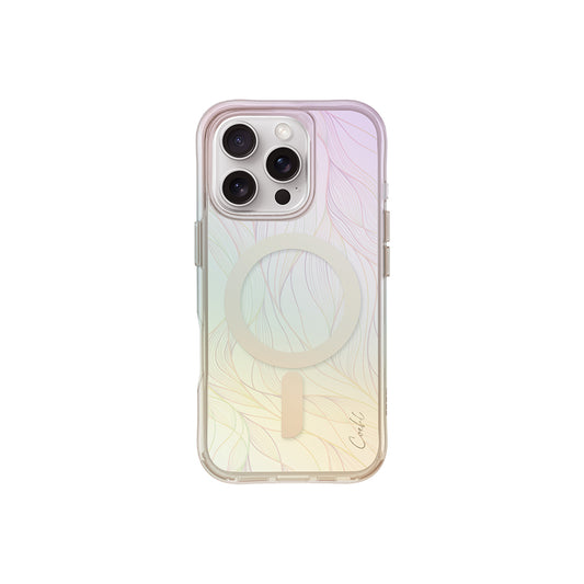 Apple iPhone 16 Pro Kılıf M-safe Şarj Özellikli Holografik Şeffaf Arka Yüzey Coehl Willow Kapak Şeffaf