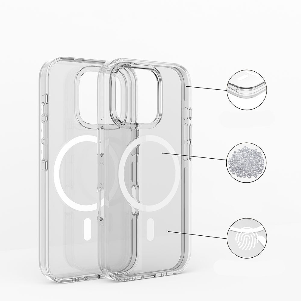 Apple iPhone 16 Pro Case M-safe Charging Feature Camera Protection Zore Crypto Transparent Cover 