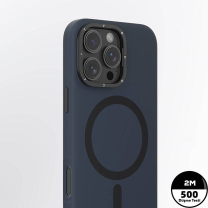 Apple iPhone 16 Pro Kılıf M-safe Şarj Özellikli Kamera Standlı Youngkit Bitty Cream Kapak Gri
