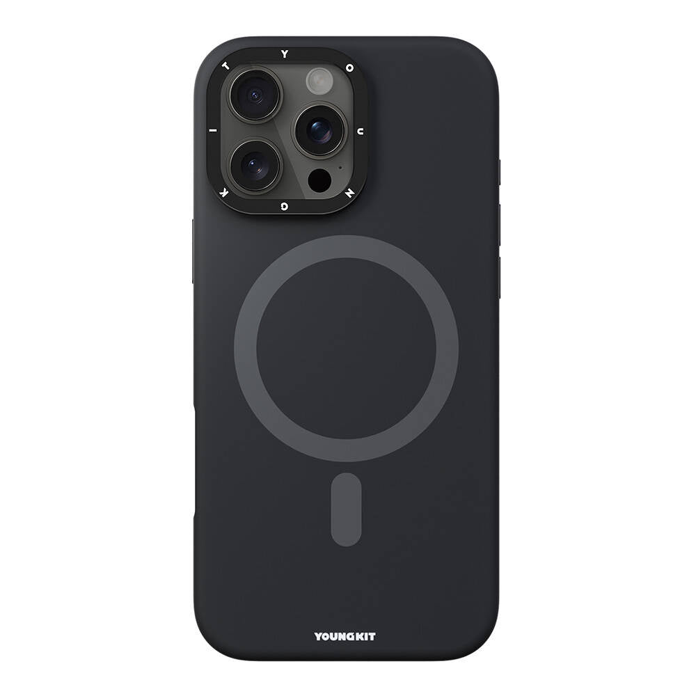 Apple iPhone 16 Pro Kılıf M-safe Şarj Özellikli Kamera Standlı Youngkit Bitty Cream Kapak Gri