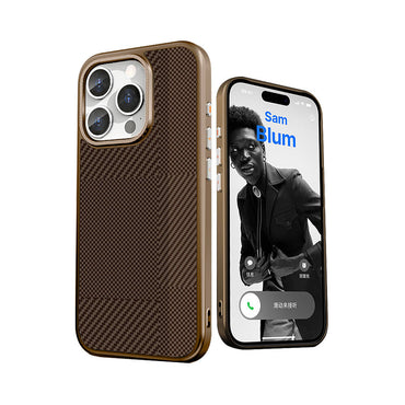 Apple iPhone 16 Pro Kılıf M-safe Şarj Özellikli Karbon Fiber Desenli Mutural Montage Kapak Gümüş