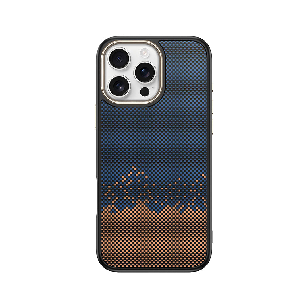 Apple iPhone 16 Pro Case with M-safe Charging Function Carbon Fiber Look Zore Antina Cover Blue