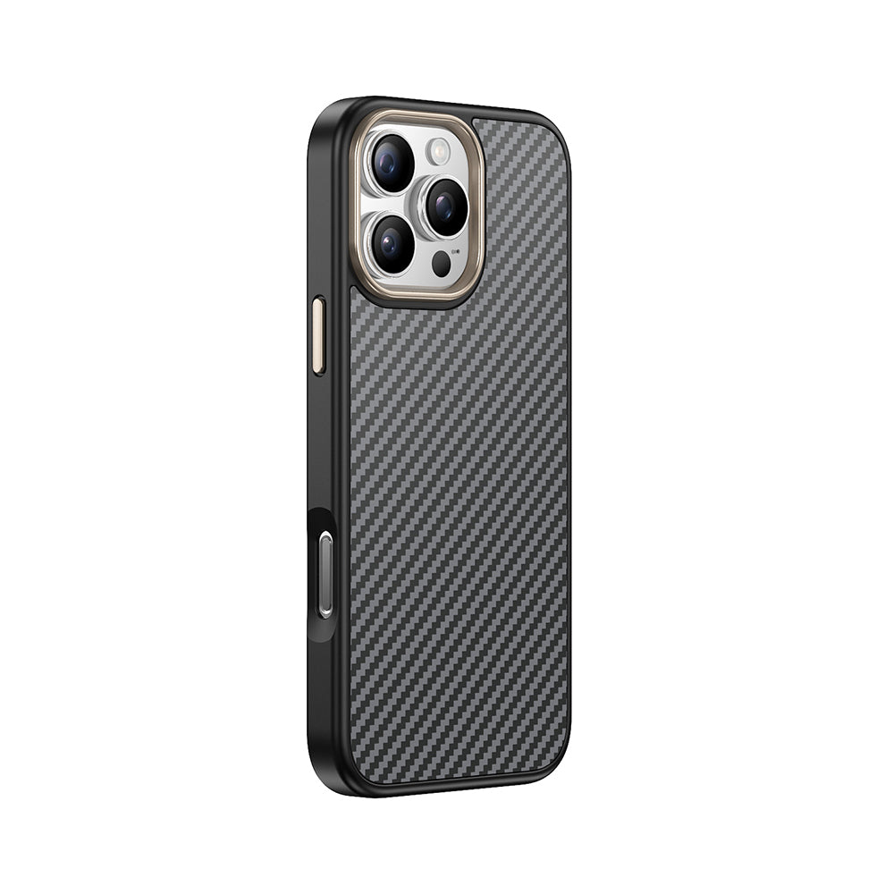 Apple iPhone 16 Pro Case with M-safe Charging Function Carbon Fiber Look Zore Antina Cover Black-Gray