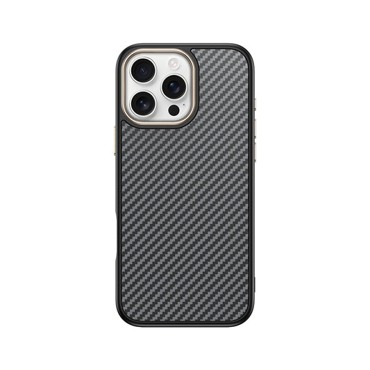 Apple iPhone 16 Pro Case with M-safe Charging Function, Carbon Fiber Look Zore Antina Cover Gray