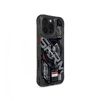 Apple iPhone 16 Pro Kılıf M-safe Şarj Özellikli Katmanlı Makine Temalı SkinArma Ekho Kapak Siyah