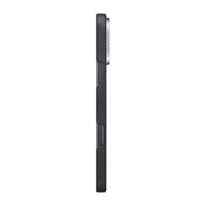 Apple iPhone 16 Pro Kılıf M-safe Şarj Özellikli Lumintex Teknolojili Fosforlu Aramid Fiber Pitaka Tactile Woven Aries Serisi Alien Kapak Siyah