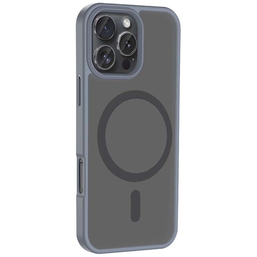 Apple iPhone 16 Pro Case M-safe Charging Feature Matte Back Surface Zore Sio Cover Gray 