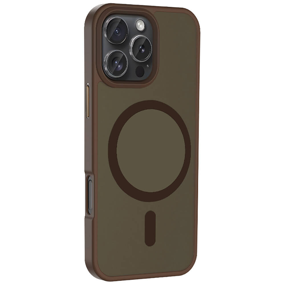 Apple iPhone 16 Pro Case M-safe Charging Feature Matte Back Surface Zore Sio Cover Rose Brown 