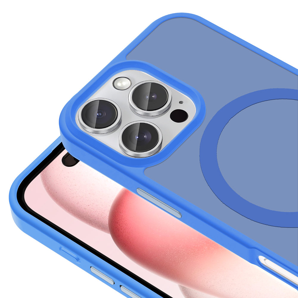 Apple iPhone 16 Pro Case M-safe Charging Matte Back Surface Zore Sio Cover Blue 