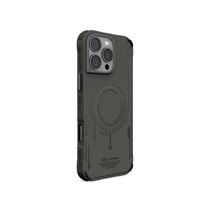 Apple iPhone 16 Pro Kılıf M-safe Şarj Özellikli Metal Kamera Çerçeveli Skinarma Mecha Serisi Kapak Mavi