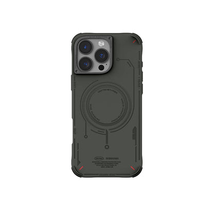 Apple iPhone 16 Pro Kılıf M-safe Şarj Özellikli Metal Kamera Çerçeveli Skinarma Mecha Serisi Kapak Mavi