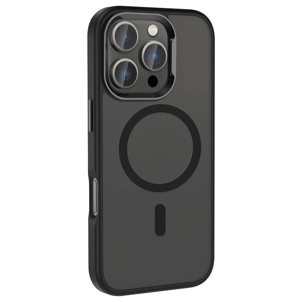 Apple iPhone 16 Pro Case M-safe Charging Feature Shiny Camera Frame Zore Kost Cover Black 