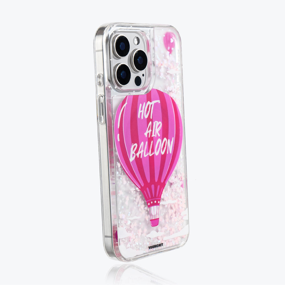 Apple iPhone 16 Pro Kılıf M-safe Şarj Özellikli Parlak Kumlu Sıvılı Youngkit Pink Dream Quicksand Serisi Kapak Pembe