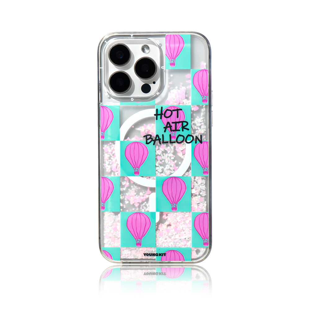Apple iPhone 16 Pro Kılıf M-safe Şarj Özellikli Parlak Kumlu Sıvılı Youngkit Pink Dream Quicksand Serisi Kapak Pembe