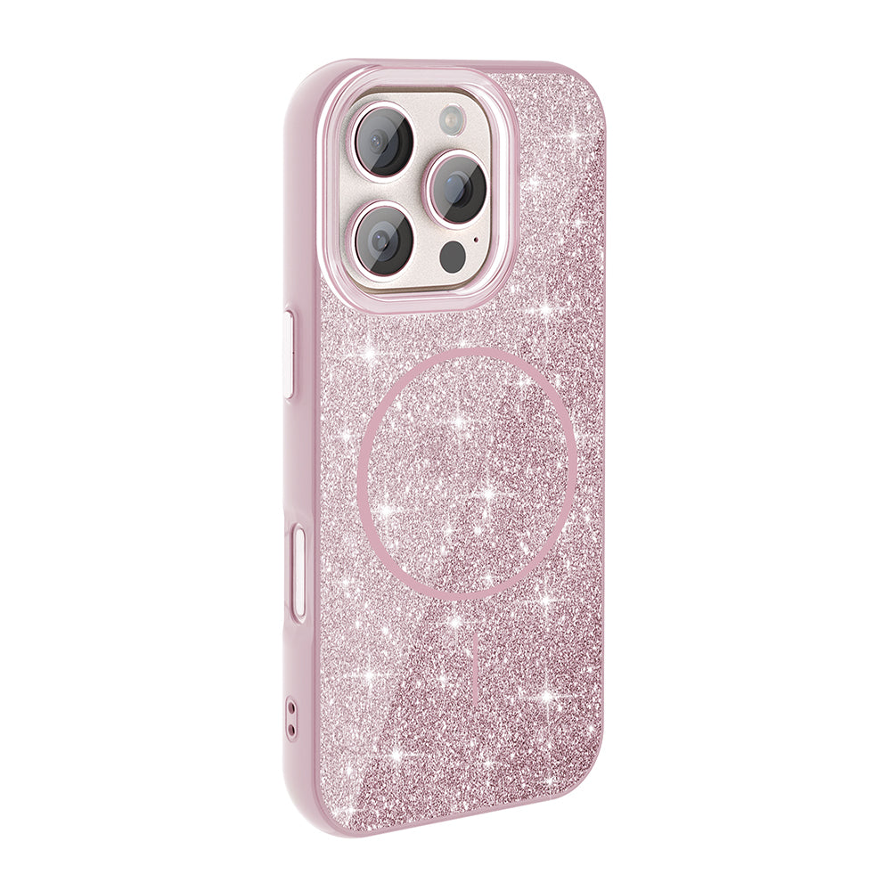 Apple iPhone 16 Pro Case M-safe Charging Feature Shining Glitter Zore Oxo Cover Black