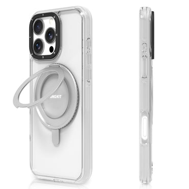 Apple iPhone 16 Pro Kılıf M-safe Şarj Özellikli Parmak Ring Standlı Youngkit Pivot Serisi Kapak Şeffaf
