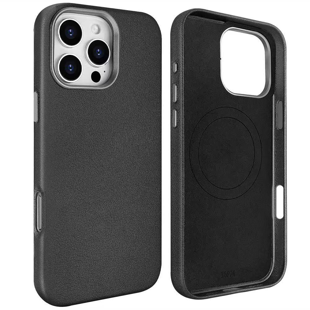 Apple iPhone 16 Pro Case M-safe Charging Function PU Leather Zore Adora Cover Black
