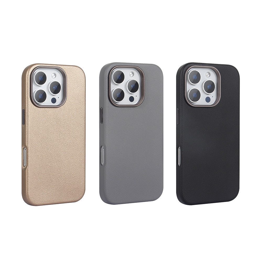 Apple iPhone 16 Pro Case M-safe Charging Function PU Leather Zore Adora Cover Gray